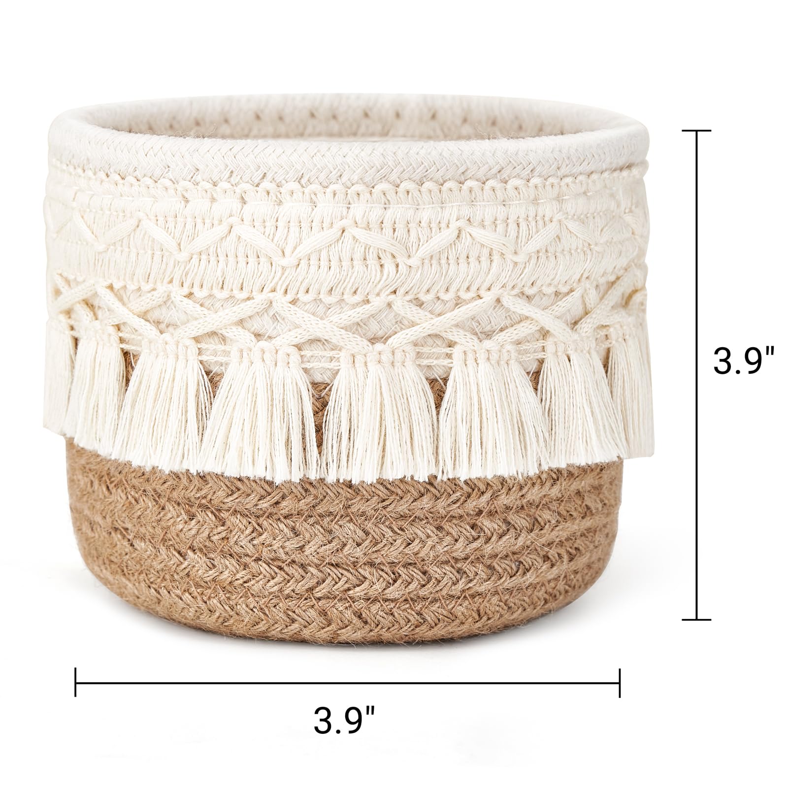 Mkono macrame mini storage basket yellow white complements compact vanities