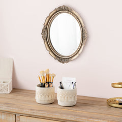 Mkono ivory mini storage baskets set of 2 for cosmetics and desk supplies