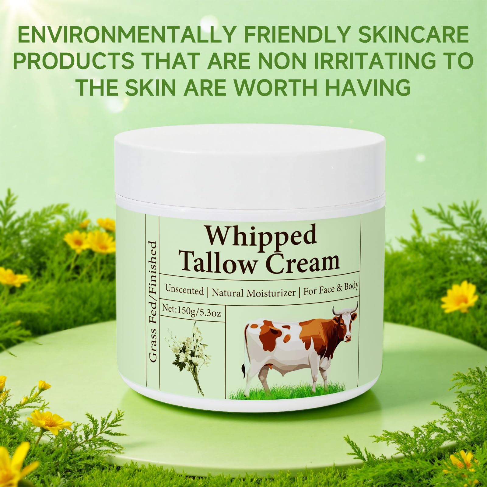 MKZEA beef tallow whipped texture close-up showing creamy finish.
