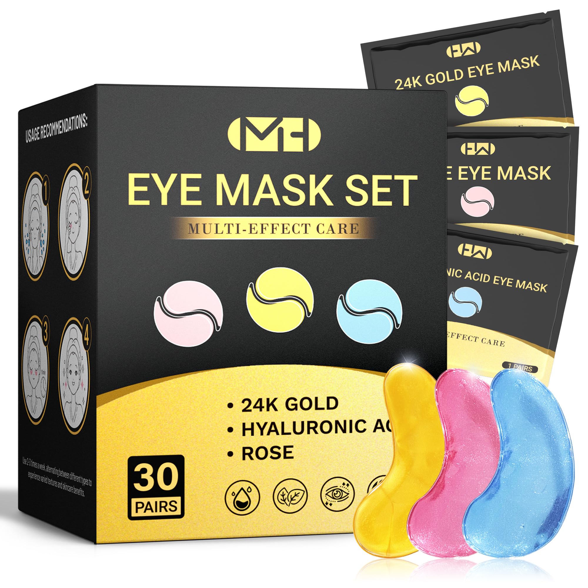 MLDWYH parches ojos 24K oro, firmeza y revitalización ocular