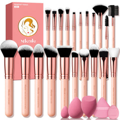 Mlemle makeup brush set with 21 brushes for versatile daily looks.