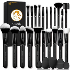 Mlemle makeup brush set close-up with soft synthetic bristles for smooth application