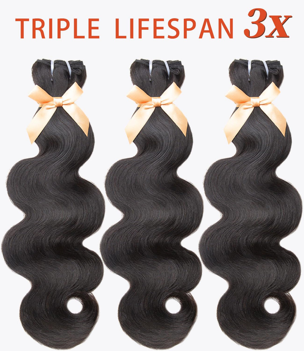 MLIP Raw Bundles cuticle-direction uniform close-up shows smooth styling and longer wear.