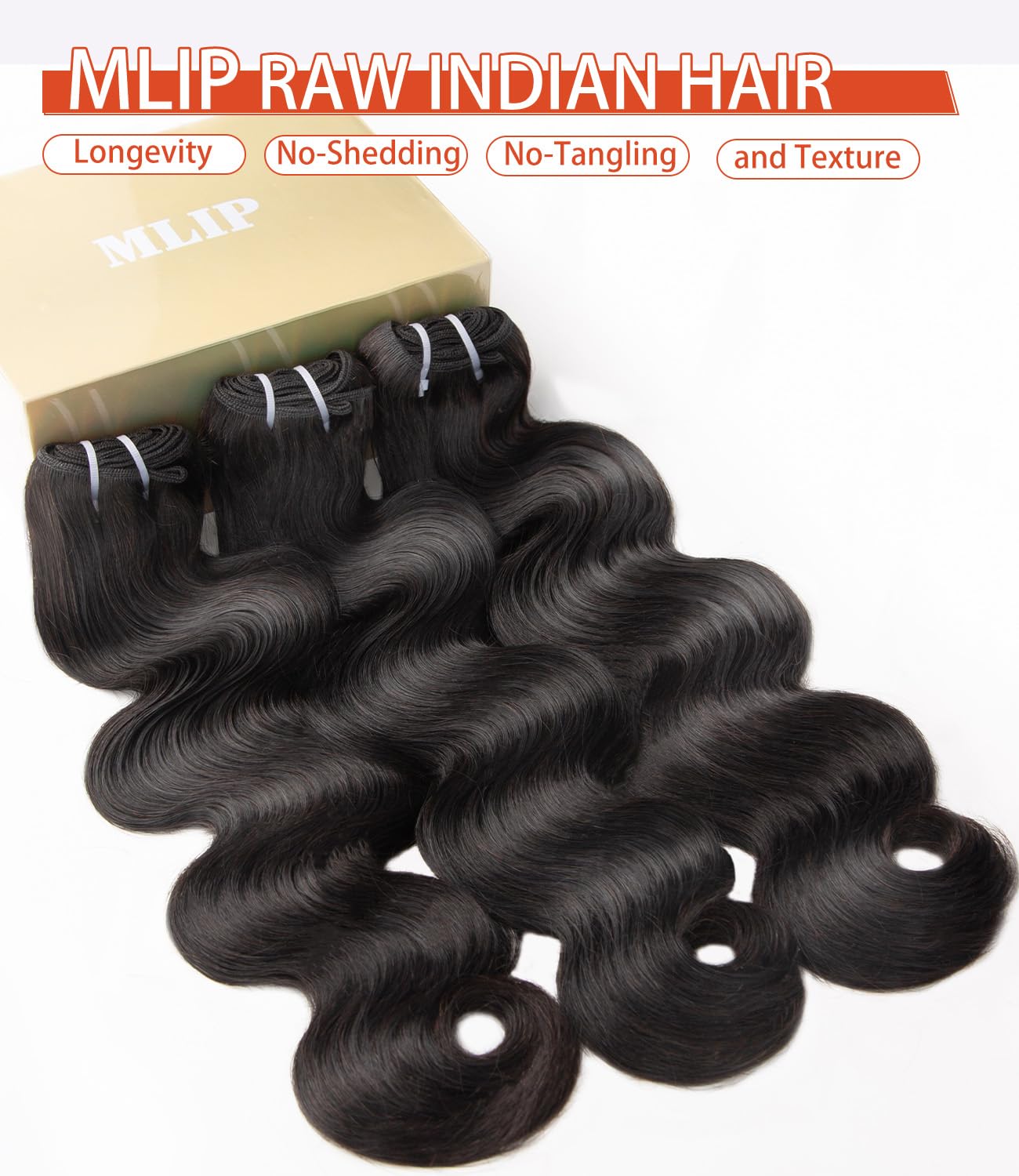 MLIP Raw Bundles double weft close-up highlights secure stitches for durability and reduced shedding.