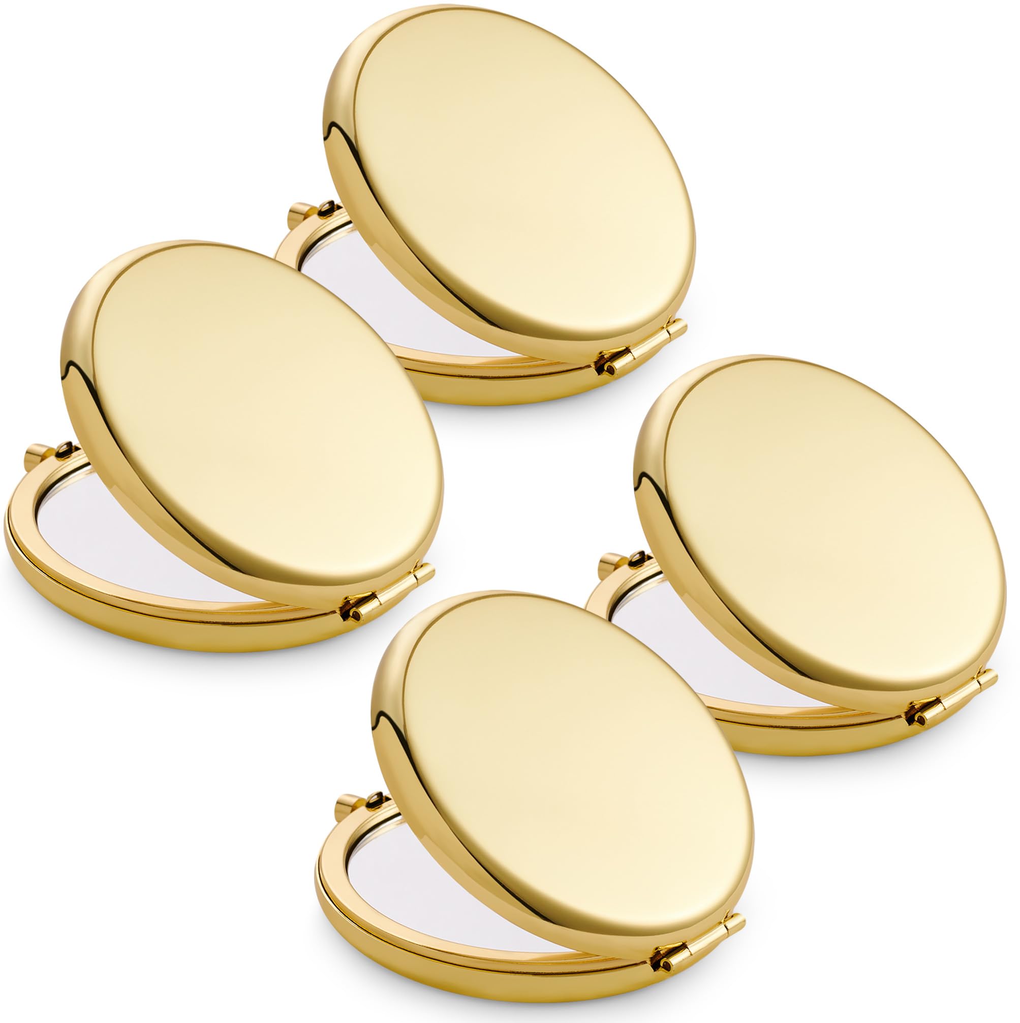 MLLXX compact mirror gold front view, purse-ready for quick touch-ups.