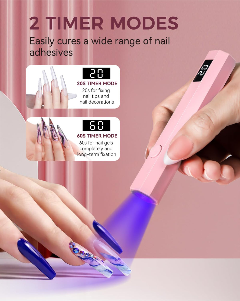 mlogiroa UV nail light USB-C charging for quick power on the go.