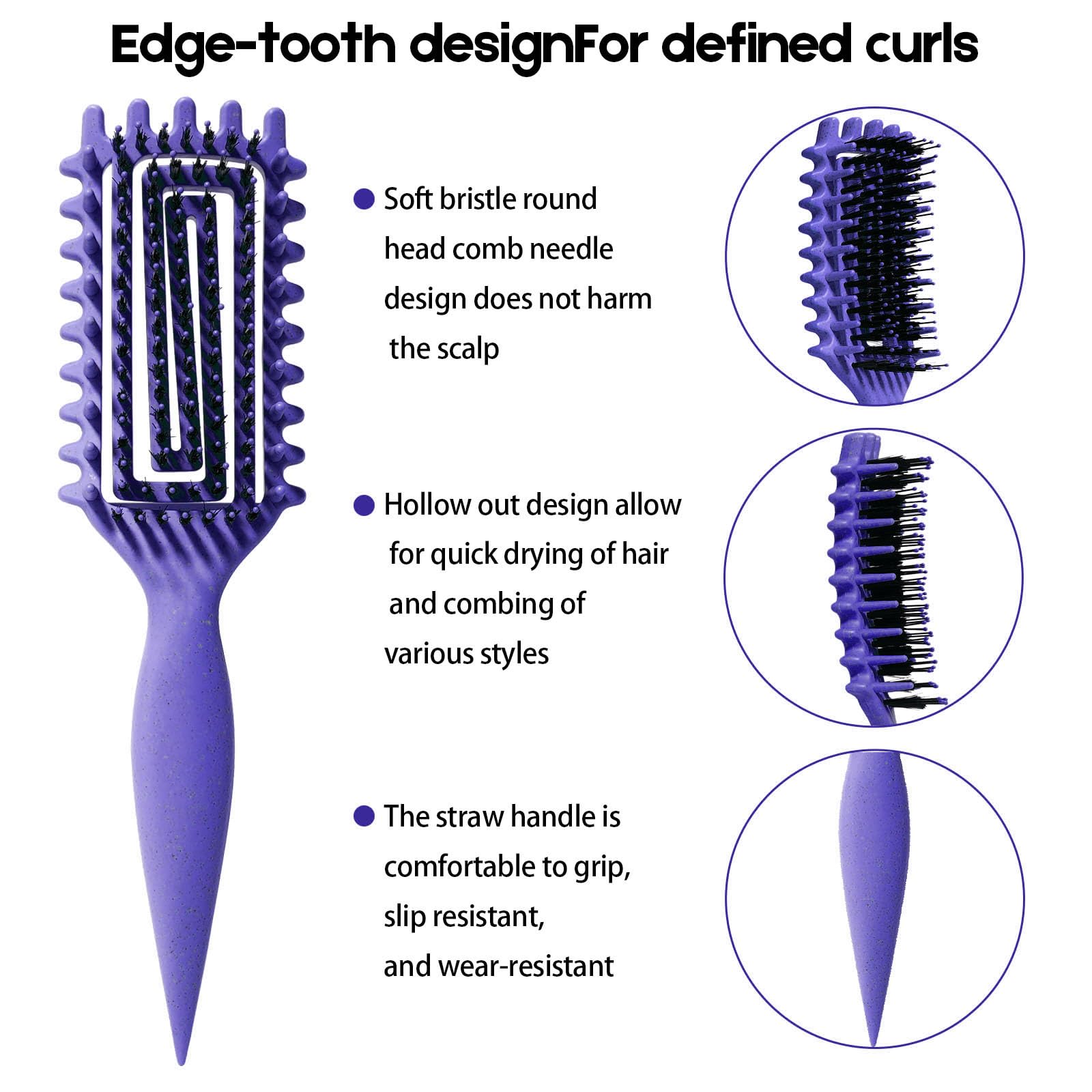 MMBVsz Candybrush curly brush bristles layout promotes smooth detangling.