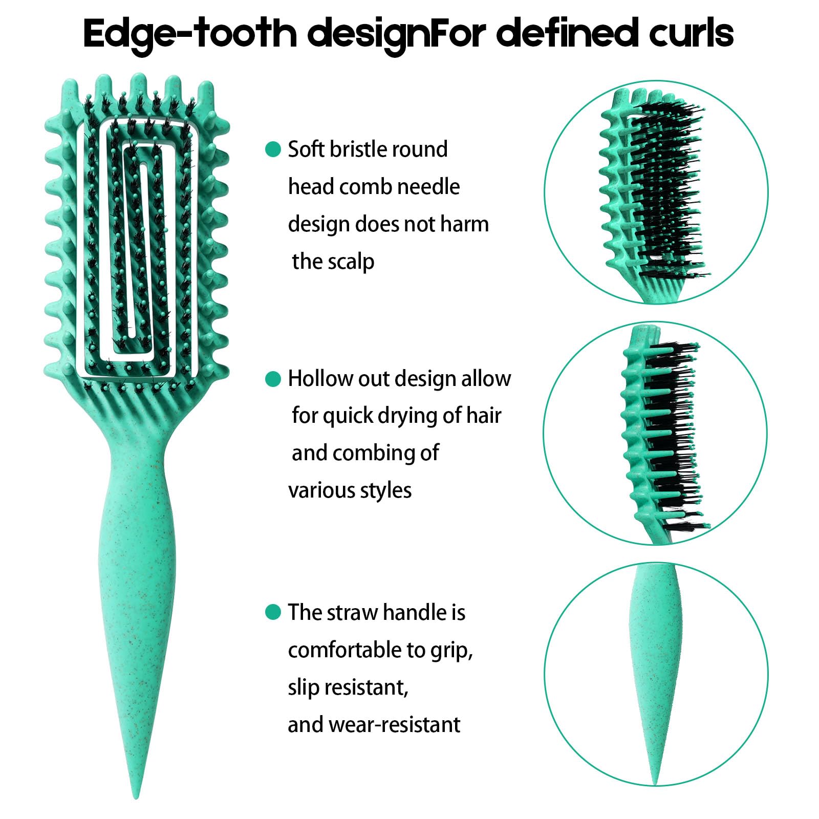 MMBVSZ Candybrush detangling bristles glide through thick hair smoothly.