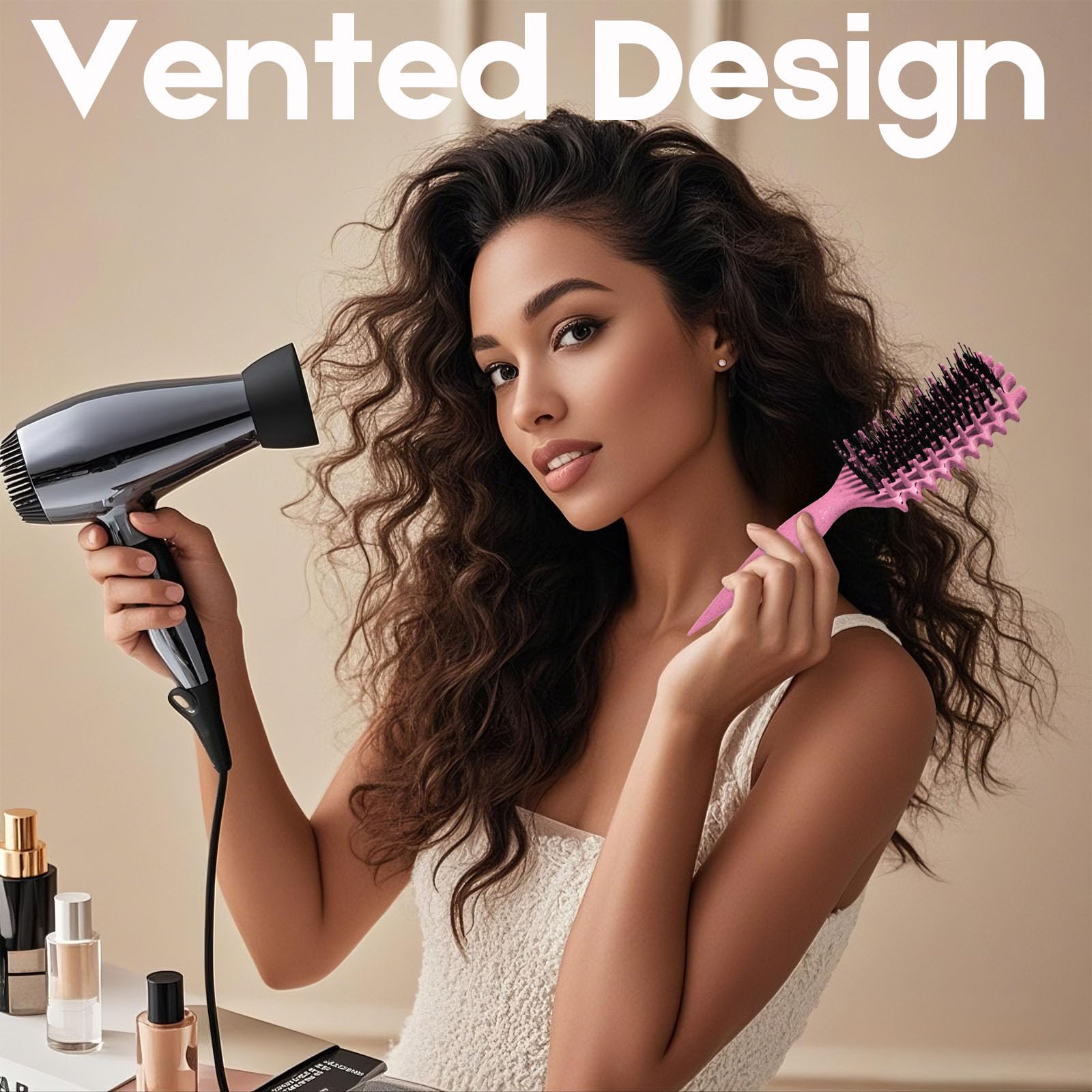 MMBVSZ Candybrush pink brush for detangling and defining curls daily.