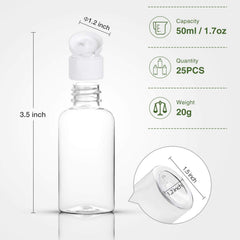 MMonDod clear 50ml travel bottle shows transparent body for quick content checks.