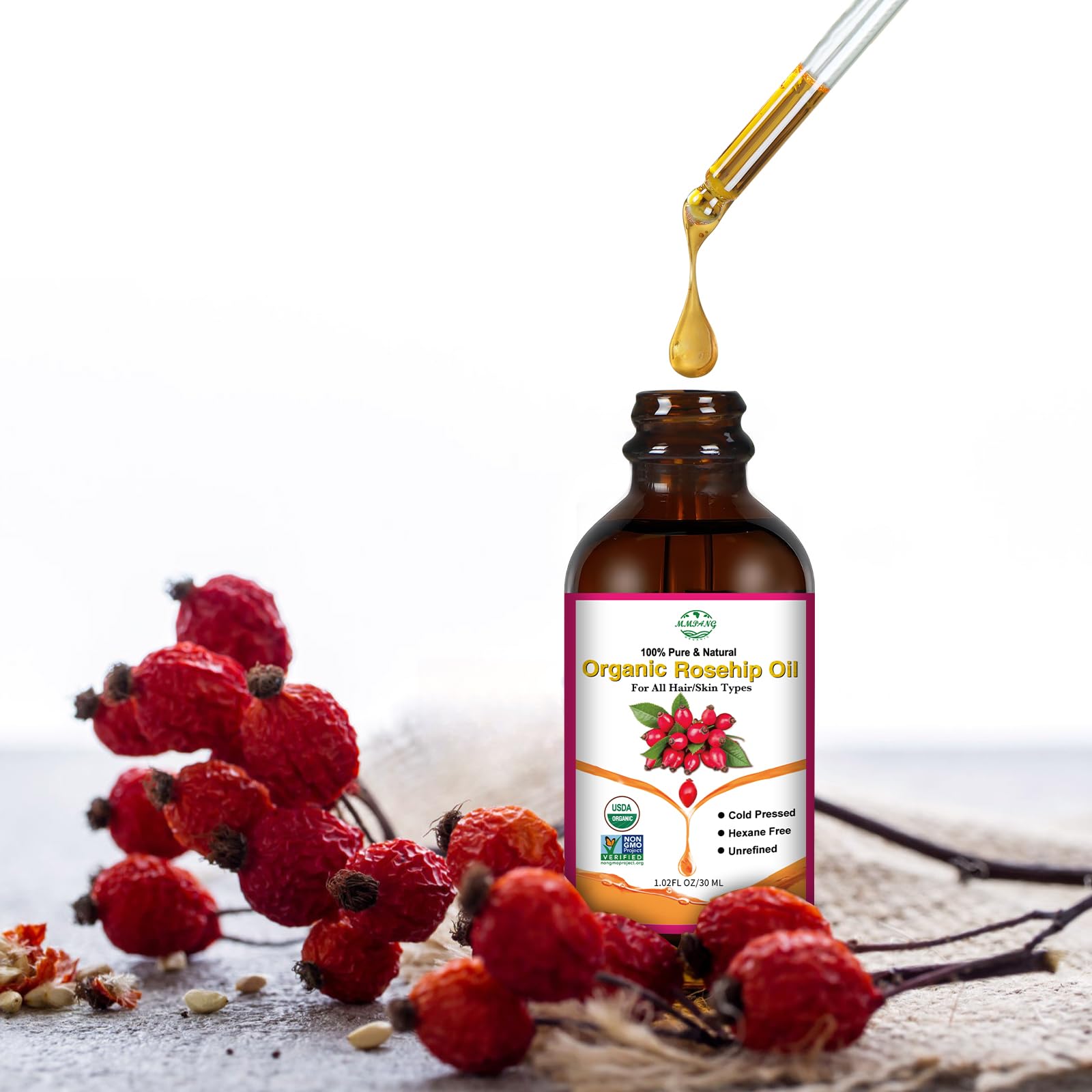 MMPANG Aceite de rosa mosqueta, funciona como portador para otros productos.