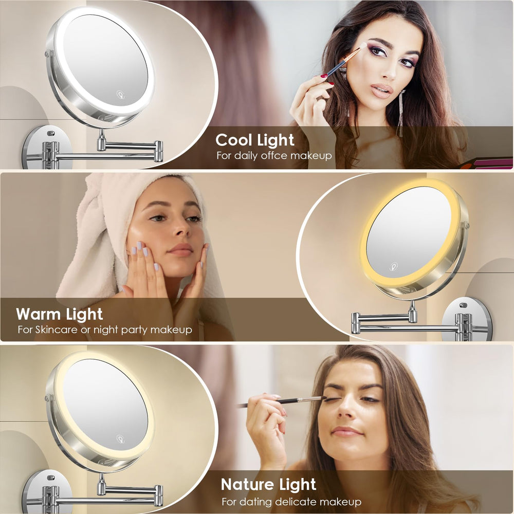MNIENT dual-sided 1x/10x mirror for precise makeup details.