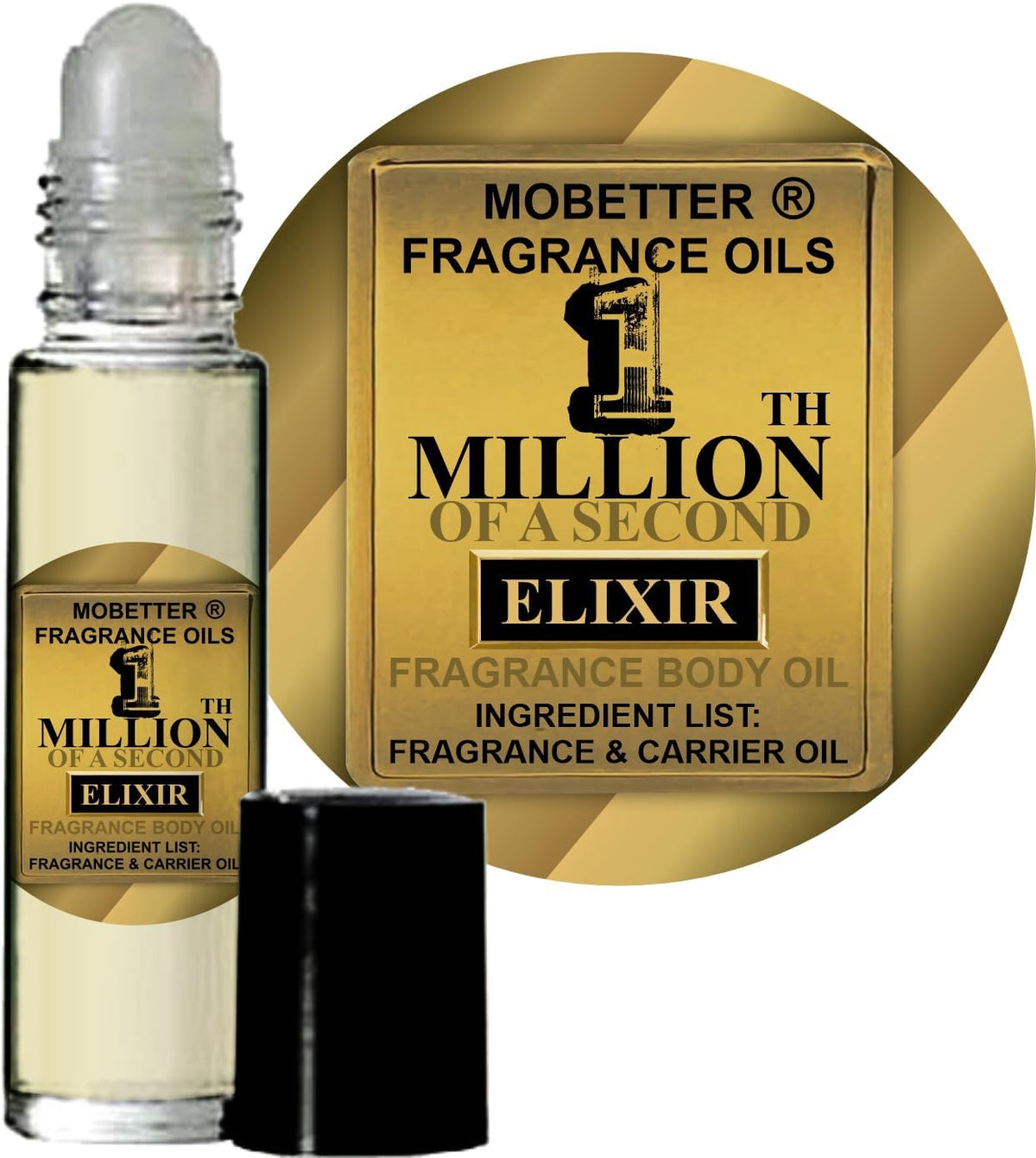 Mobetter Fragrance Oils 1 Millionth of a Second Elixir bottle for long-lasting scent on the go.