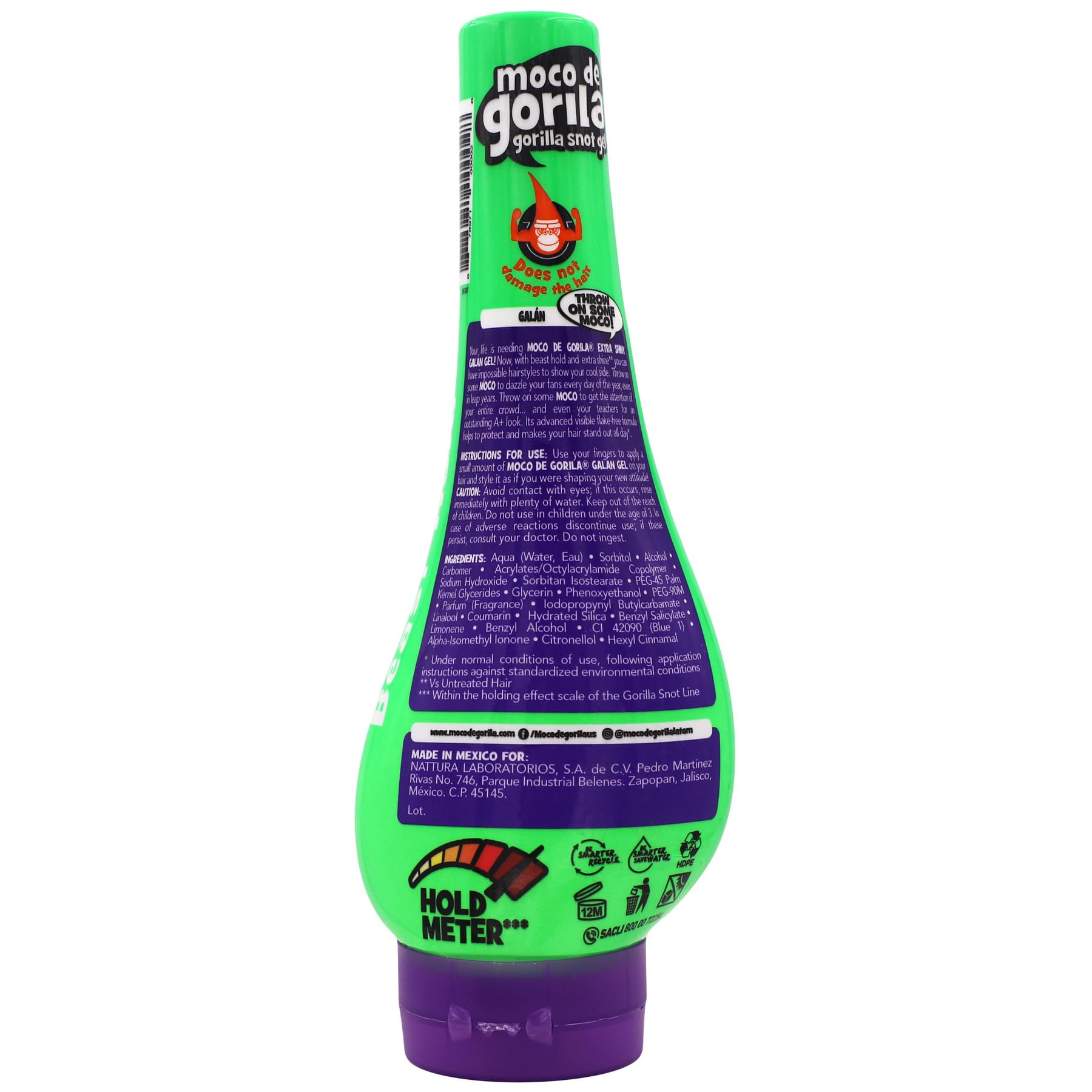 Moco de Gorila Galan, gel 3-pack, botes, sujecion duradera para peinar.