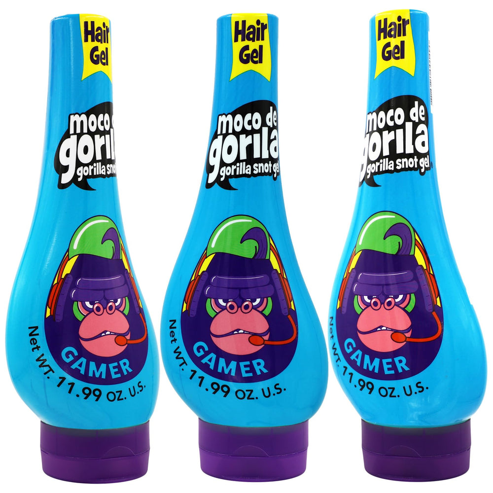 Moco de Gorila Gamer pack de tres botellas para fijación duradera y peinados con estilo