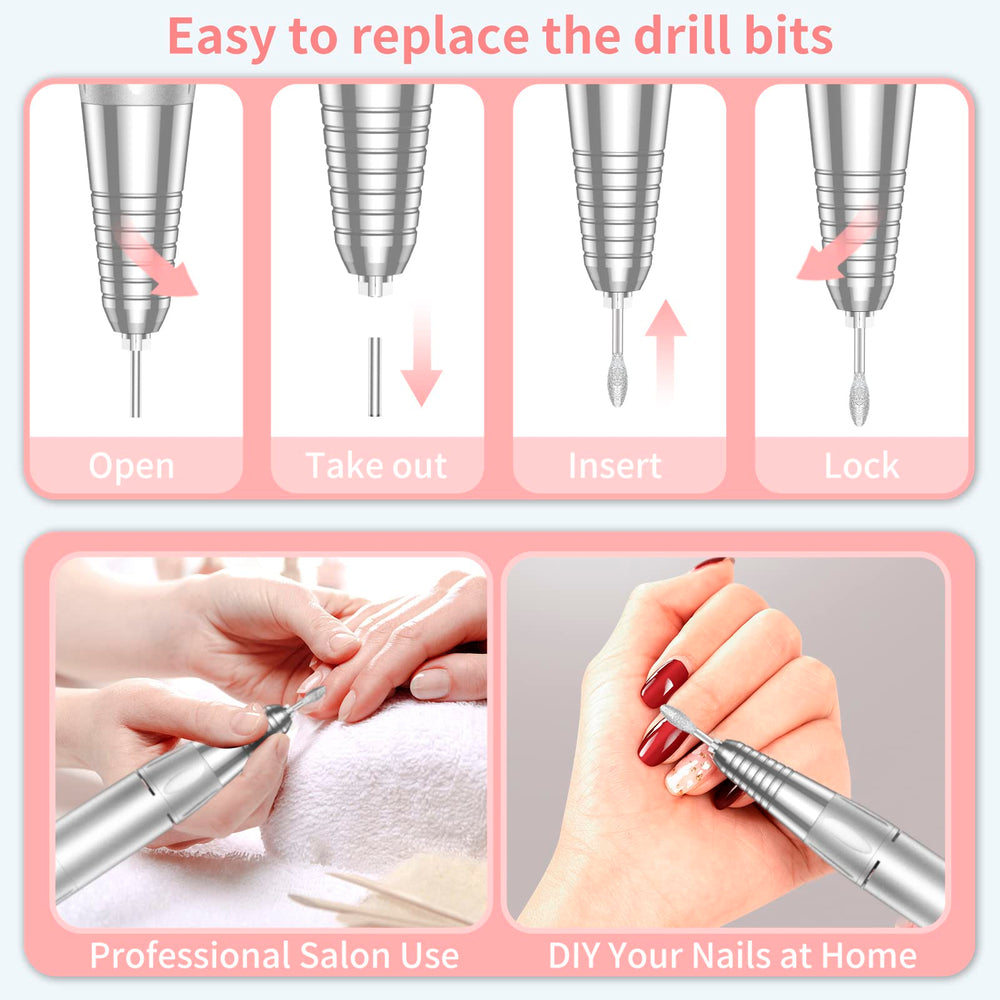 MOCOWIND compact nail drill shown in a travel bag