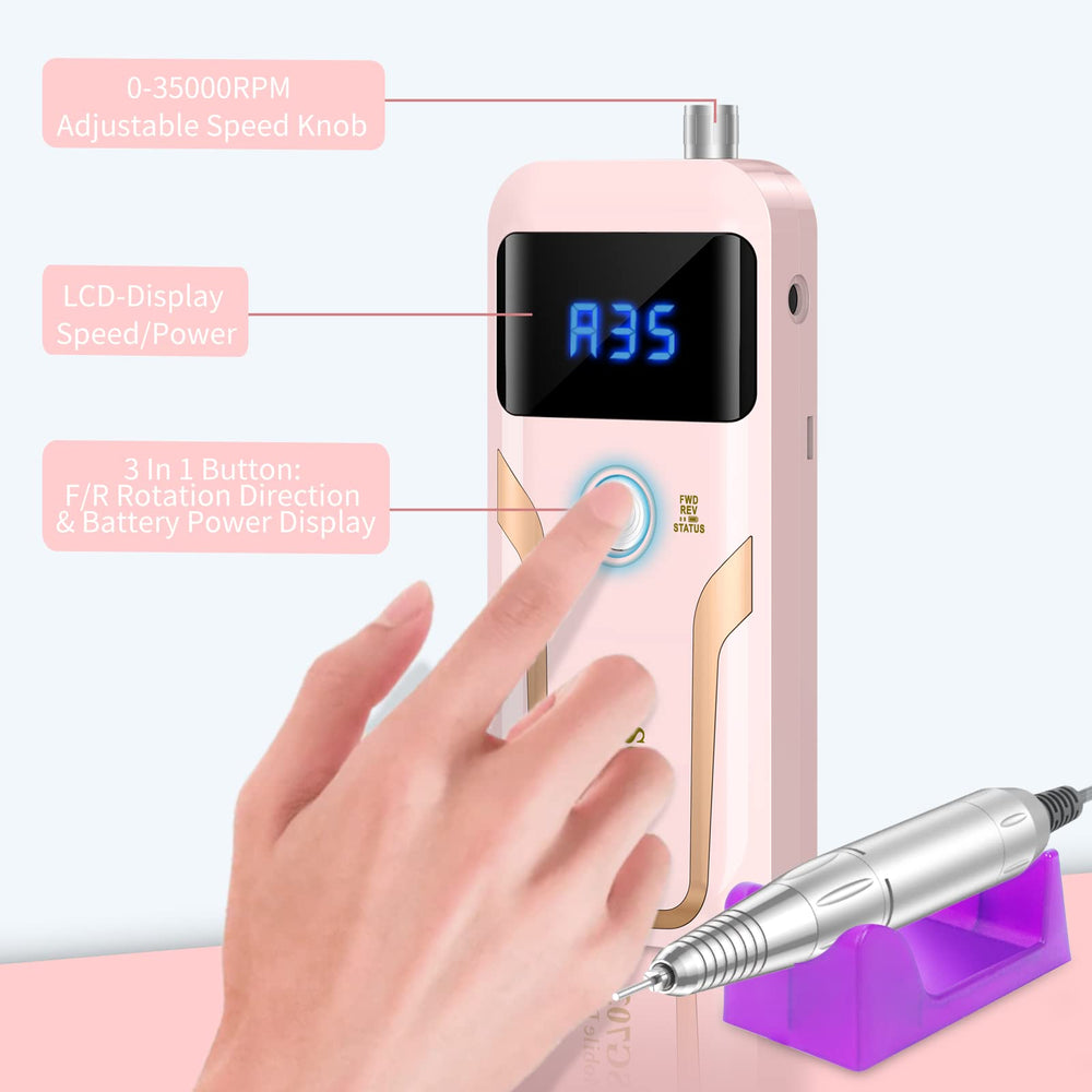 MOCOWIND cordless manicure kit for home or salon use.