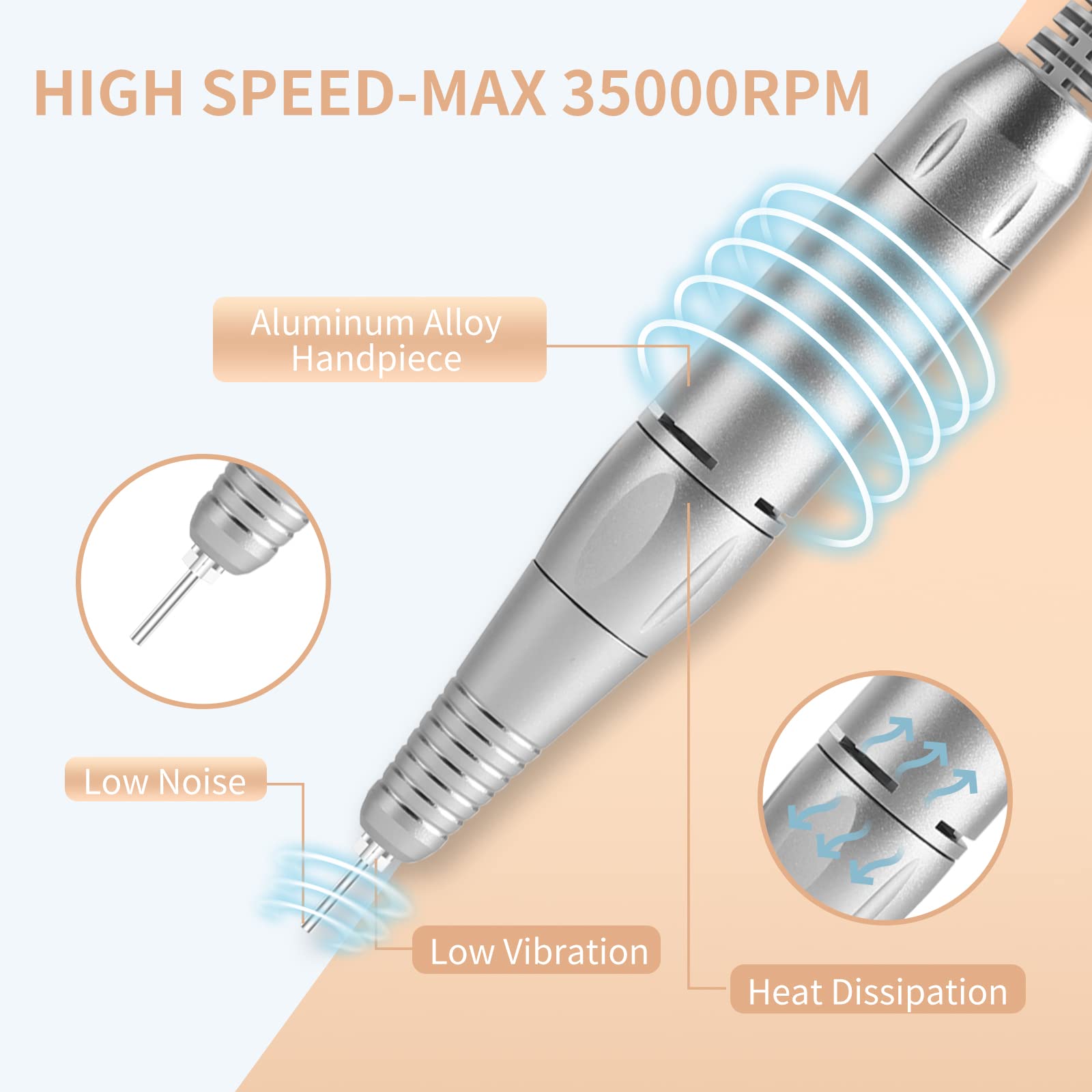 MOCOWIND kit includes seven drill bits and six sanding bands.