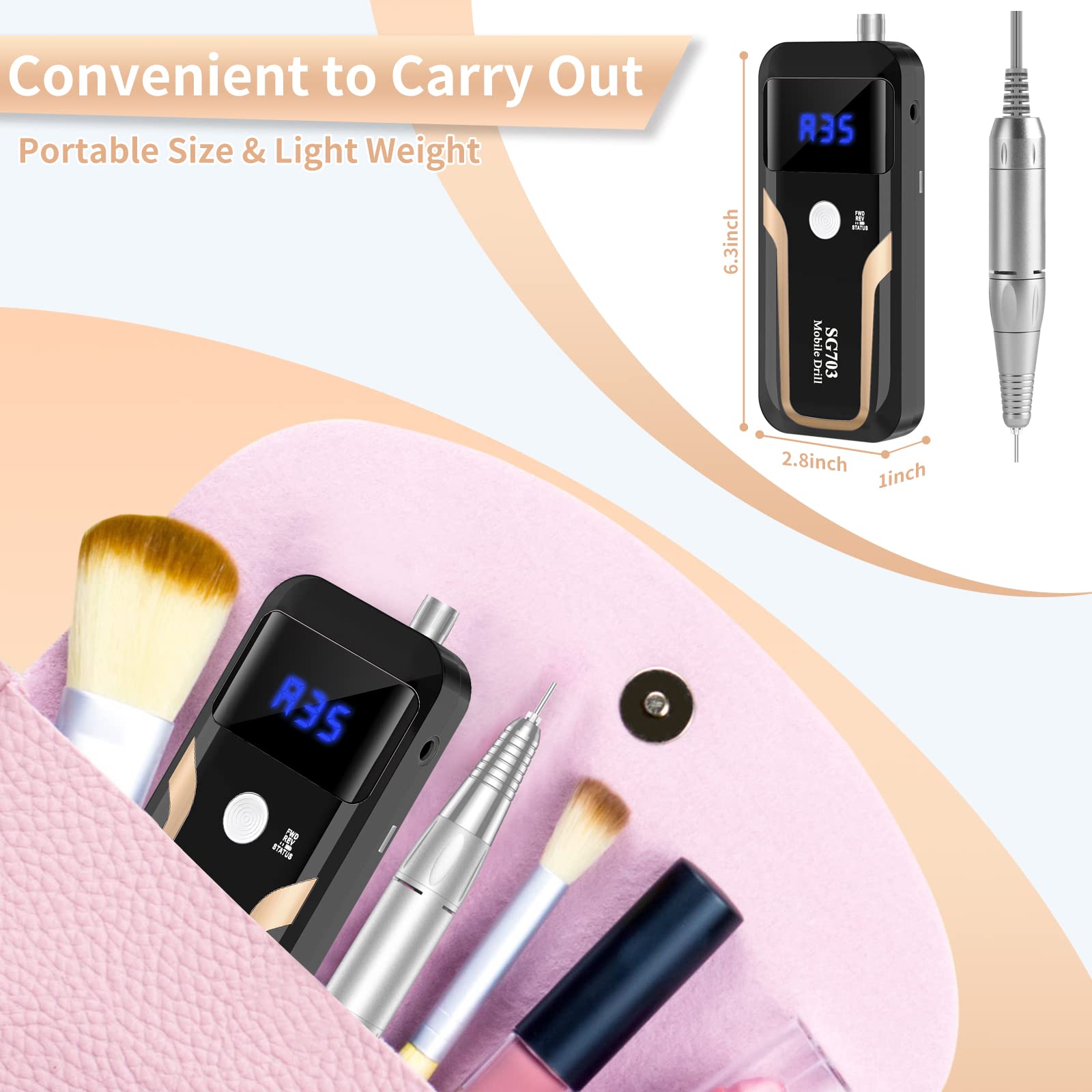 MOCOWIND nail drill with LCD display for precise speed control.