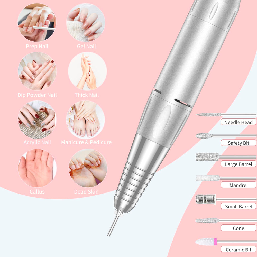 MOCOWIND compact cordless nail file with 3600mAh battery for long use.