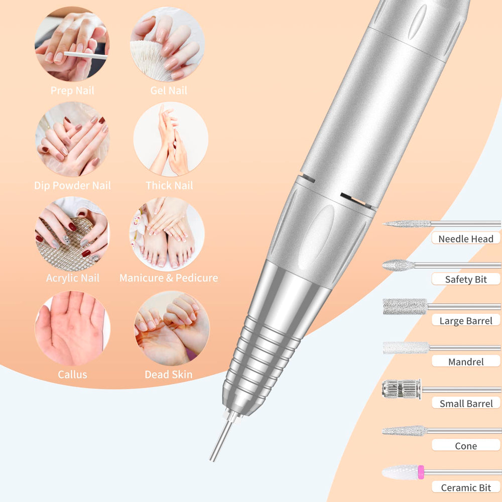 MOCOWIND rechargeable cordless e file with 3600mAh for on-the-go manicures.
