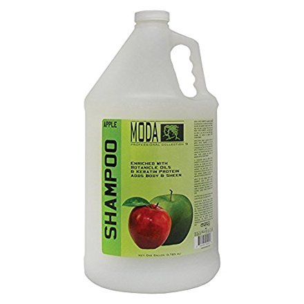 MODA Apple Shampoo bottle demonstrates deep cleansing for all hair types