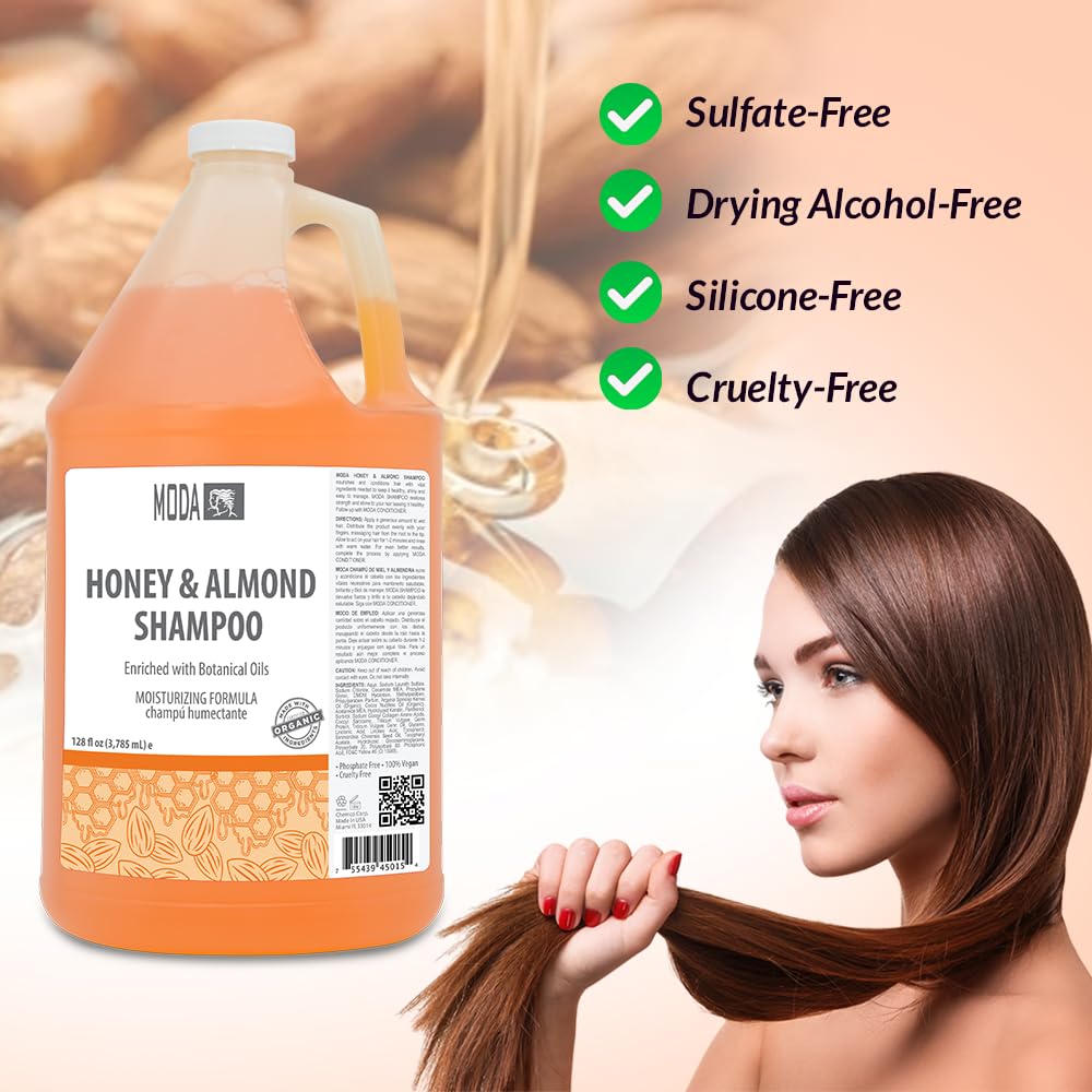 MODA Champú miel-almendra textura cremosa para lavado suave