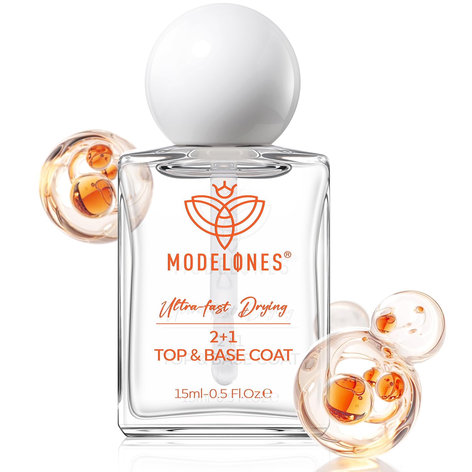 modelones 3-in-1 bottle close-up with clear glossy finish for quick-dry nails