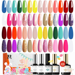 Modelones 32-pcs gel nail set bottle closeup for precise color selection.