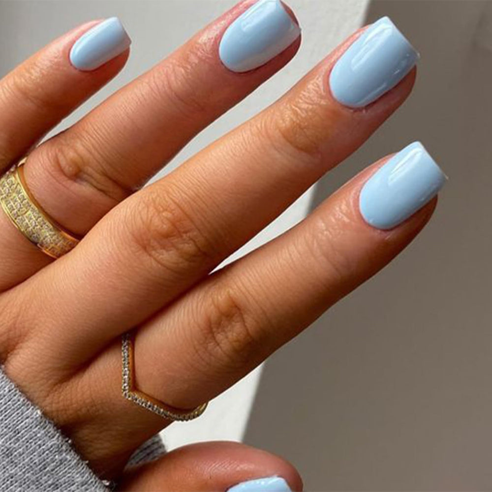 Modelones Uñas Azul Bebé: set completo para cambio rápido de look en casa