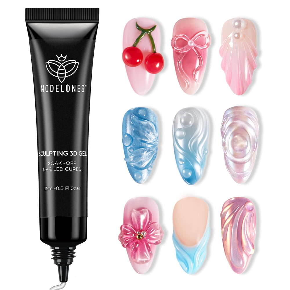 Modelones 3D nail gel bottle for sculpting detailed 3D designs with strong hold
