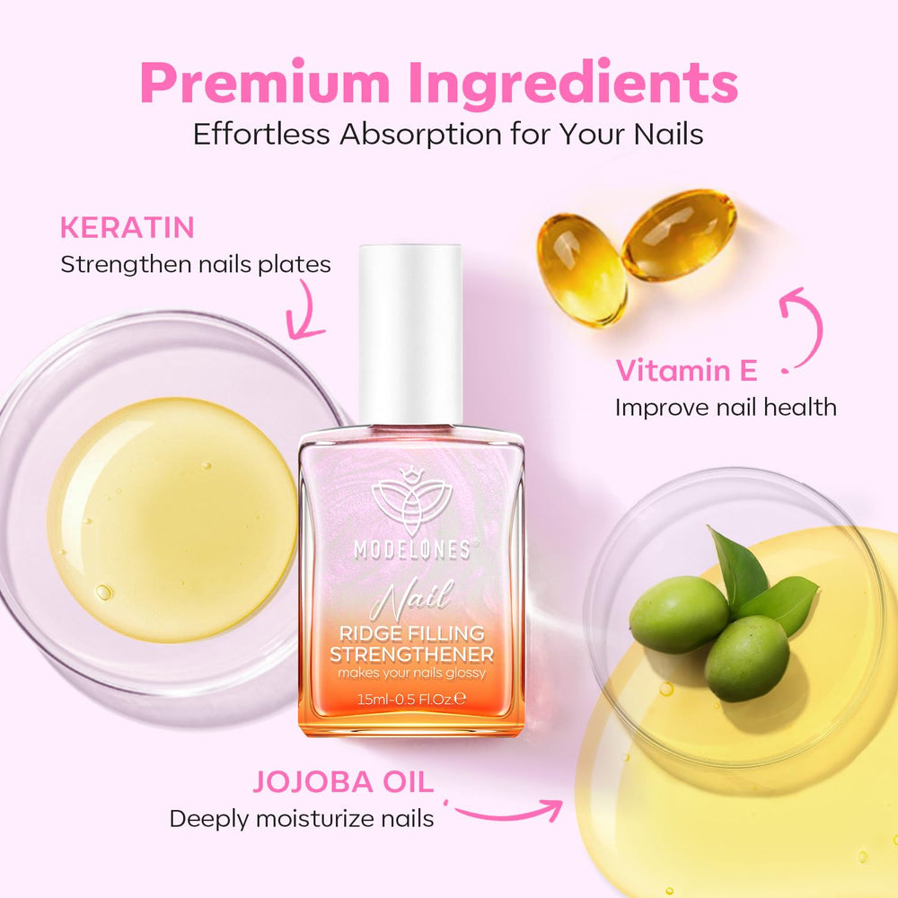 Modelones formula icons highlight 5-free ingredients for safer nail care.