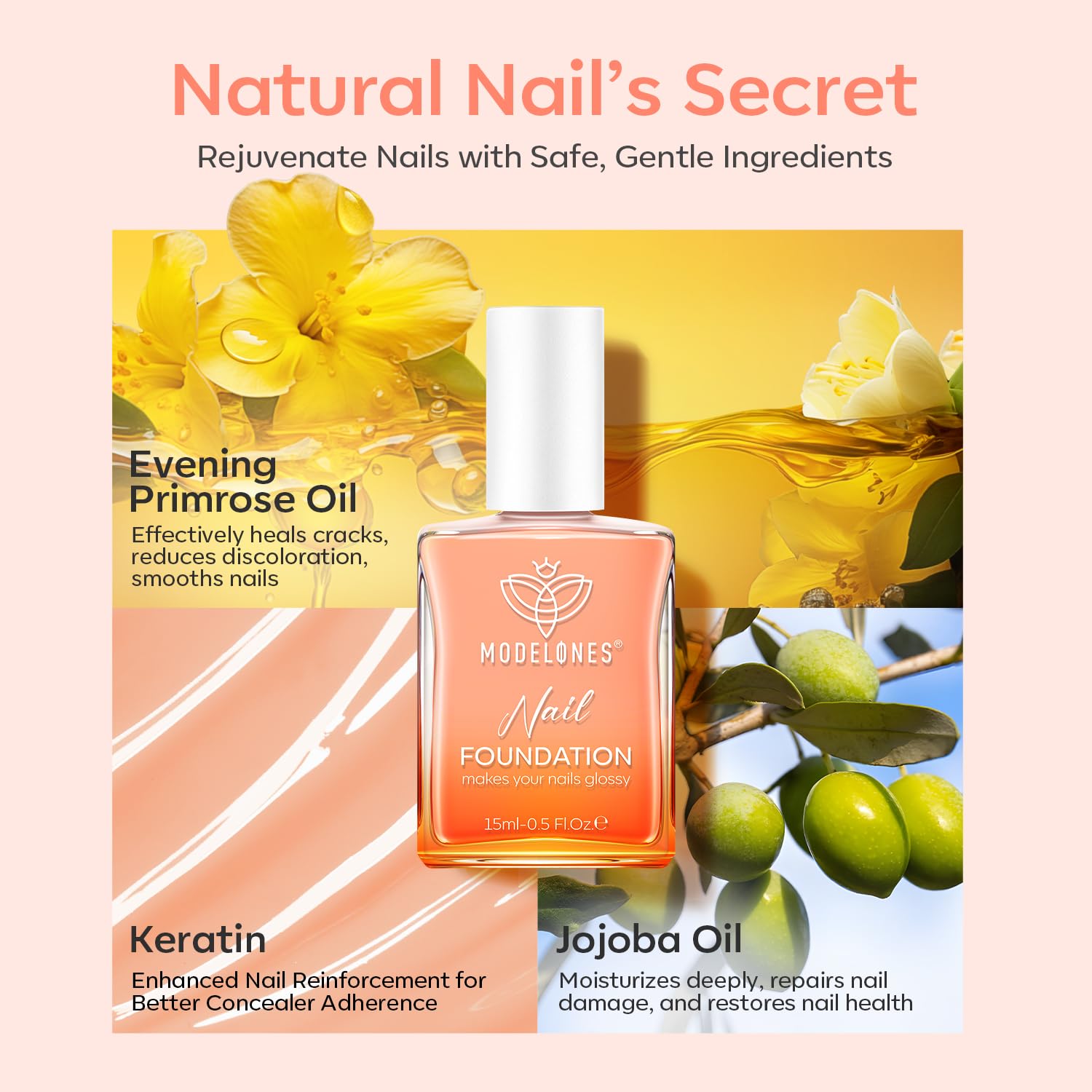 Modelones 5-Free Formula: free from phthalates, acetone, formaldehyde, fragrance, and toxins.