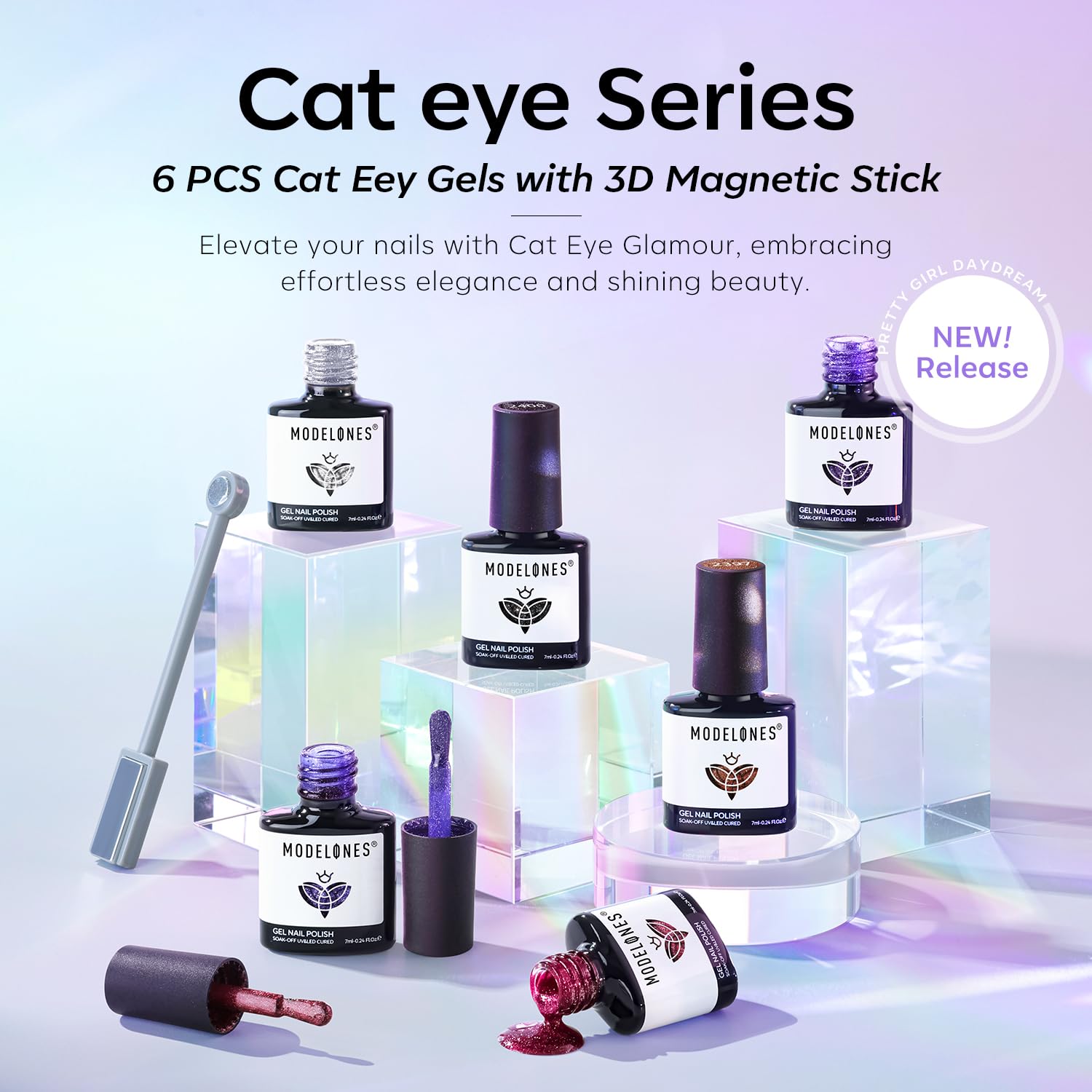 Modelones 7ml cat-eye polish bottle offers lasting shine and durability.