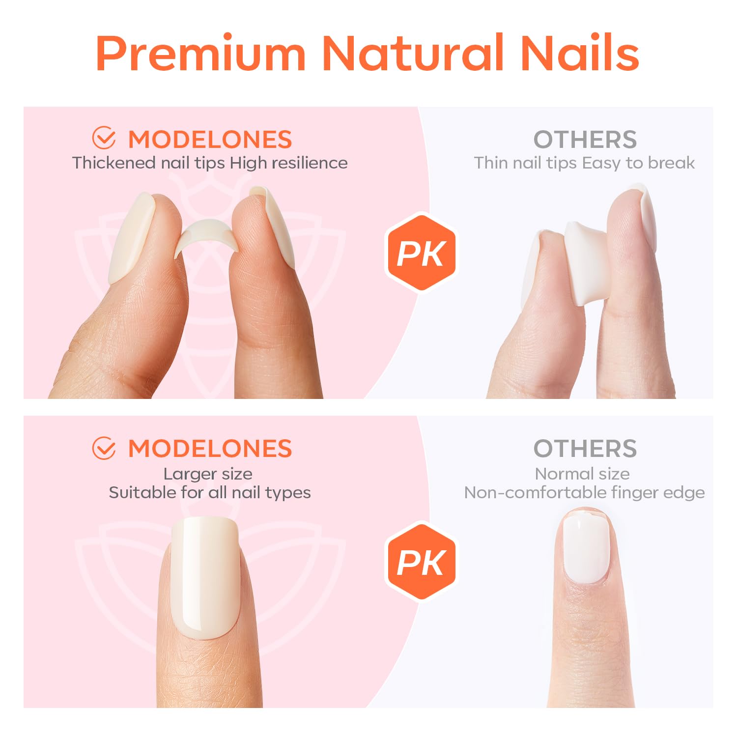 Modelones ABS material nails are durable and reusable for multiple manicures.