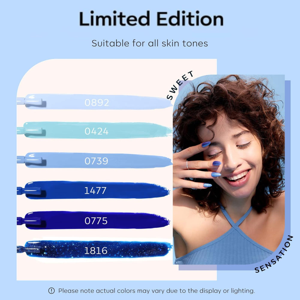 Modelones gel azul con brillo: efecto deslumbrante para uñas elegantes.