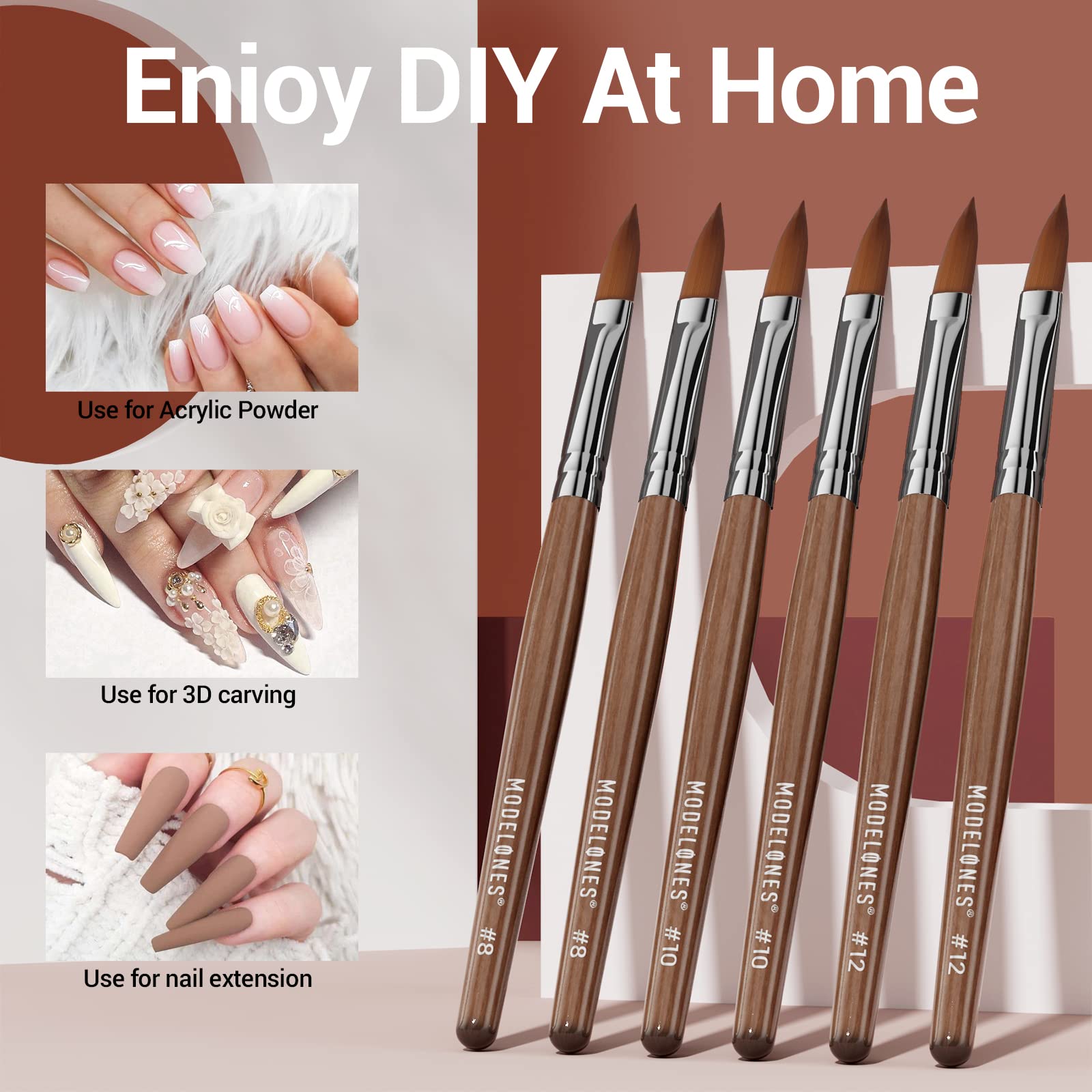 Modelones acrylic nail brush alloy ferrule keeps bristles secure