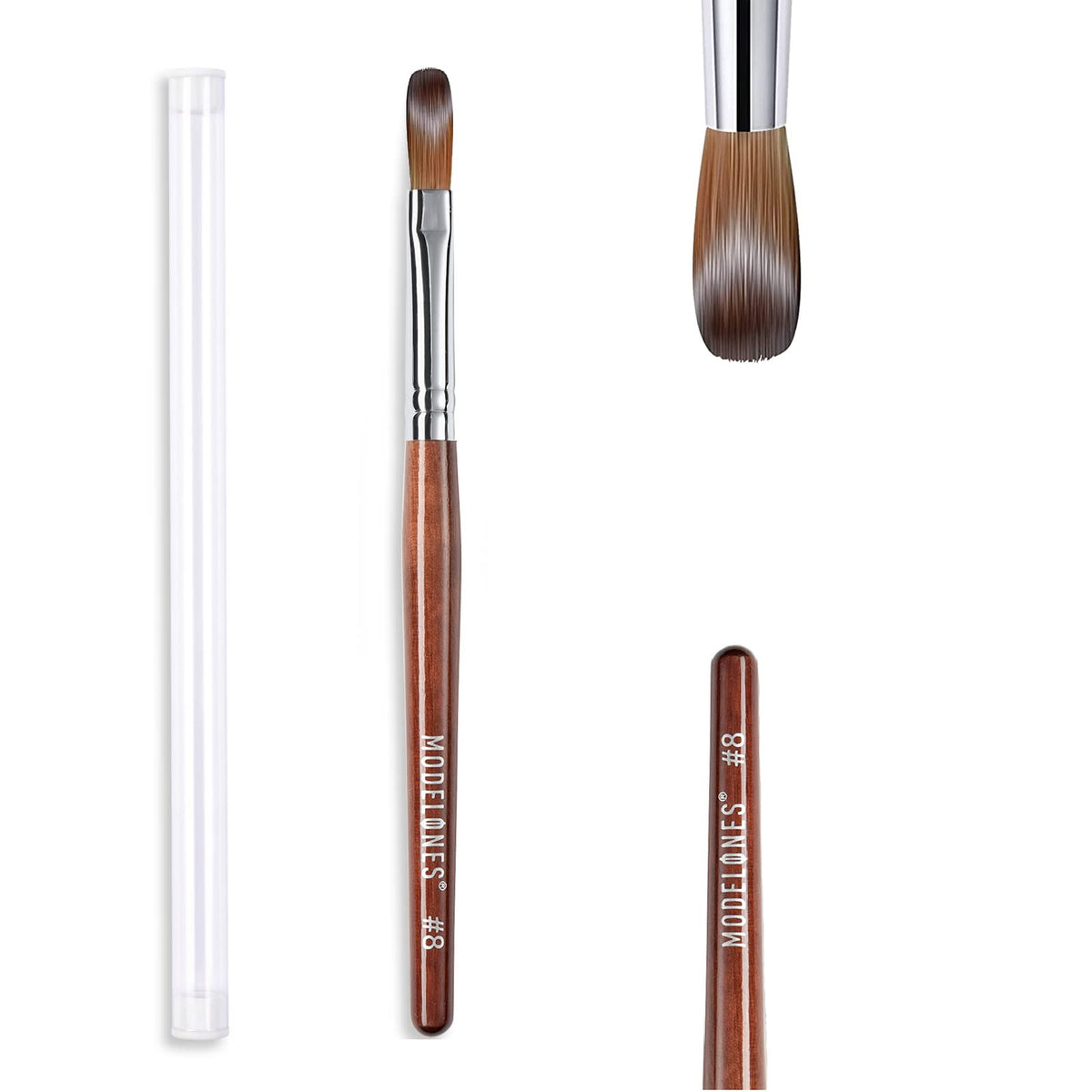 Modelones acrylic nail brush with Kolinsky hair close-up for precise application