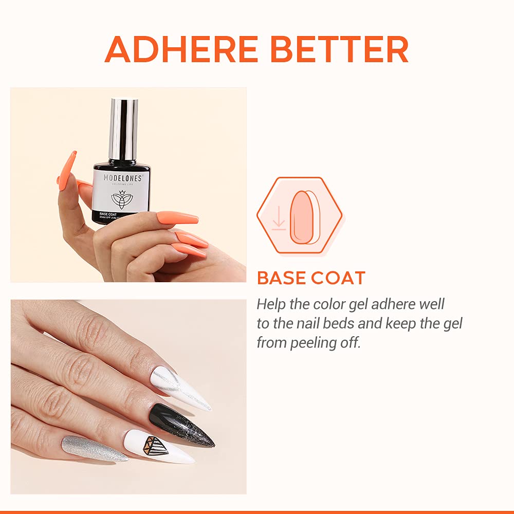 Modelones base coat application swatch shows smooth, even layer for flawless color.