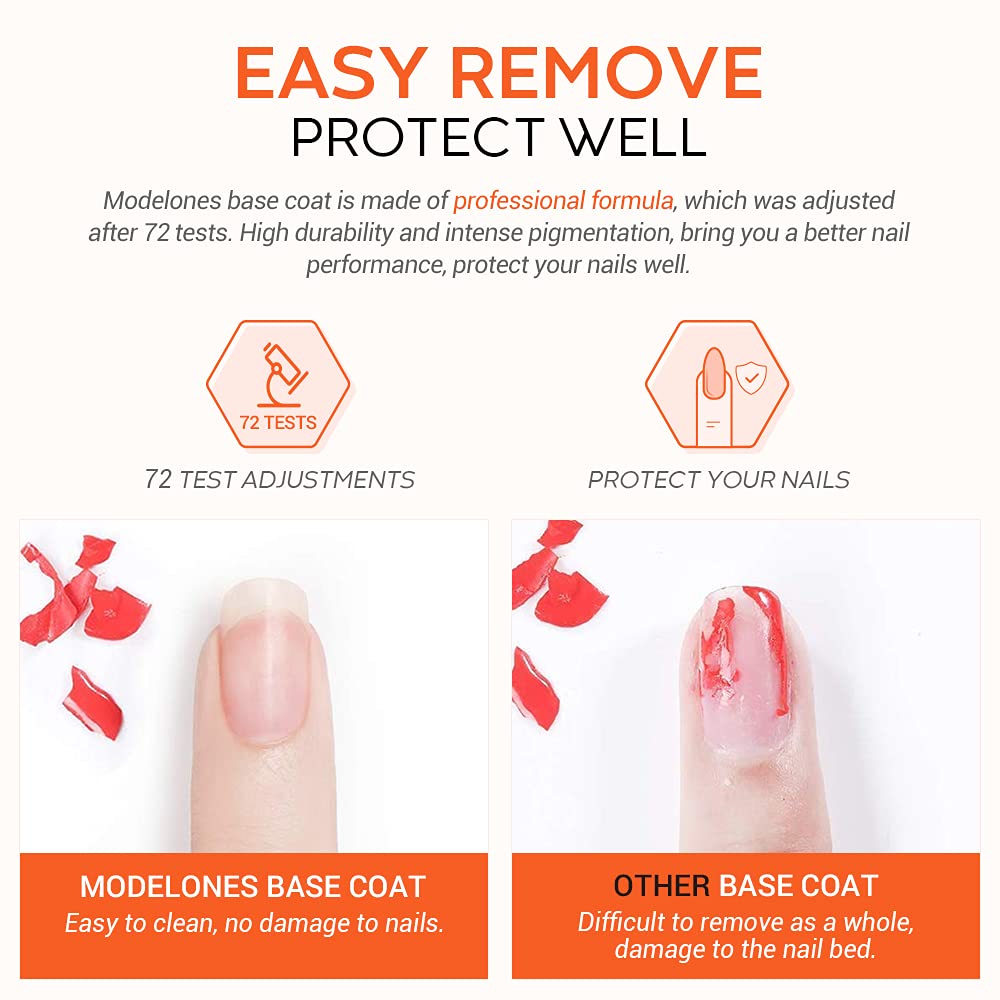 Modelones base coat dry time image highlights quick cure under LED lamp.