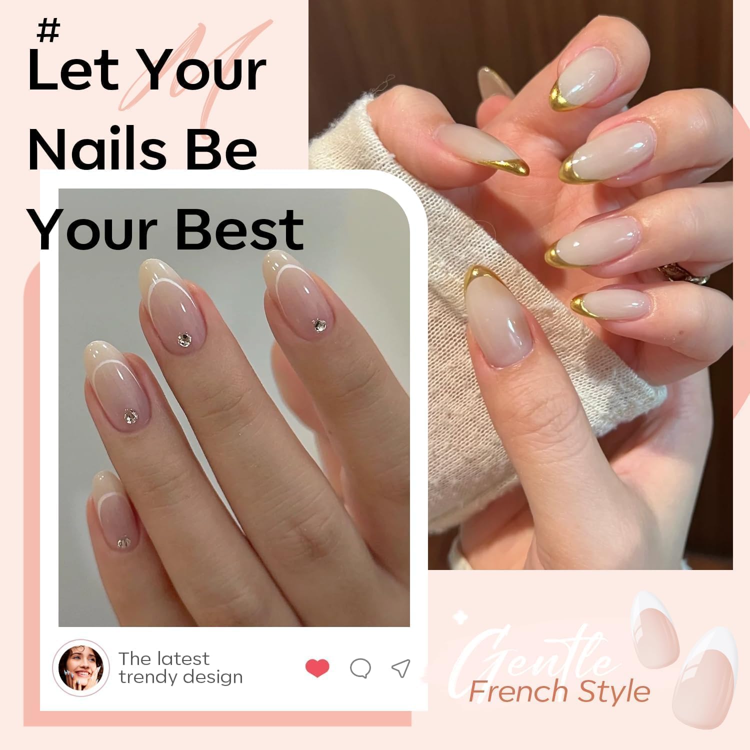 Modelones base frances gel en uñas, ideal para base de manicura.