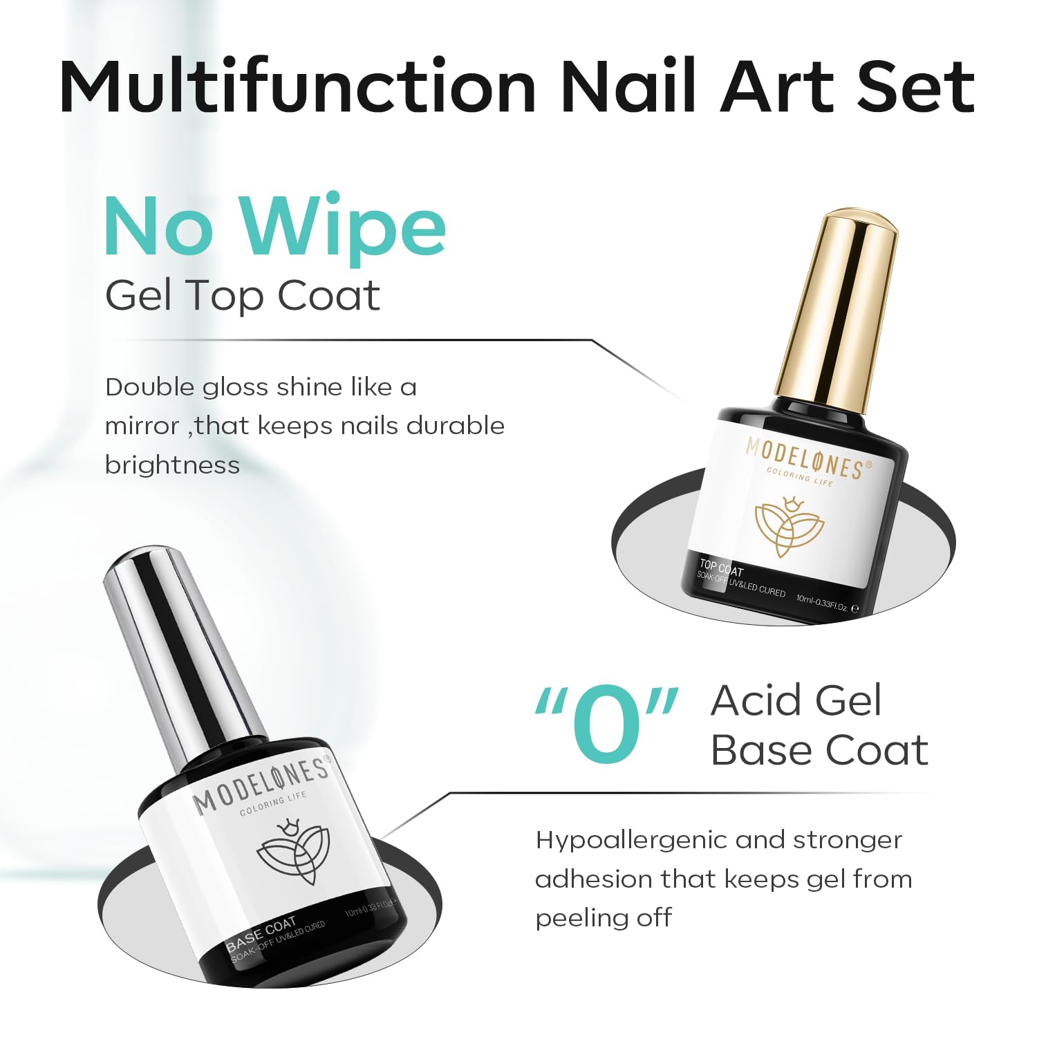Modelones base gel crea una base suave para la manicura.