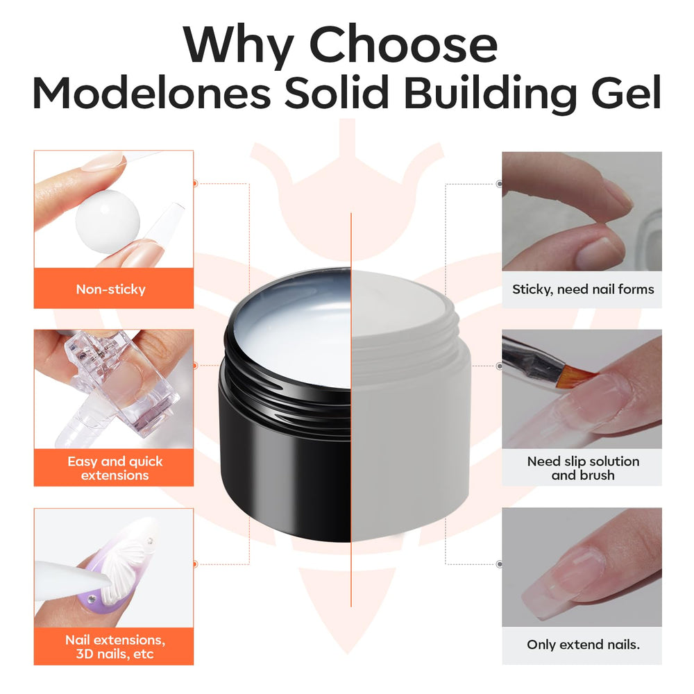Modelones beginner-friendly gel shown during simple nail builder steps