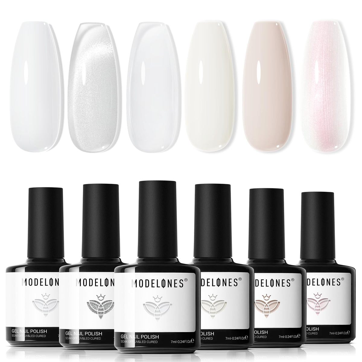 Modelones gel blanco lechoso para uñas con acabado suave y duradero
