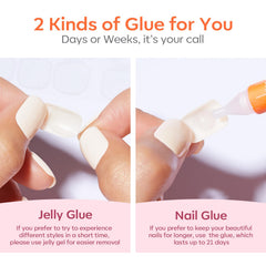 Modelones breathable full-cover nails offer comfortable fit on natural nails.