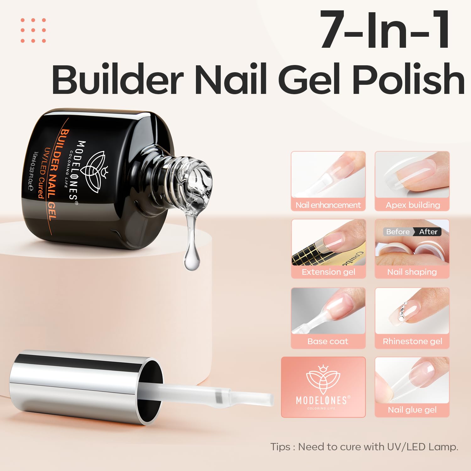 Modelones Builder Nail Gel: ayuda a definir el ápice y la forma.