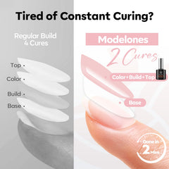 Modelones Builder Nail Gel demonstrates a C-curve apex on natural nails.