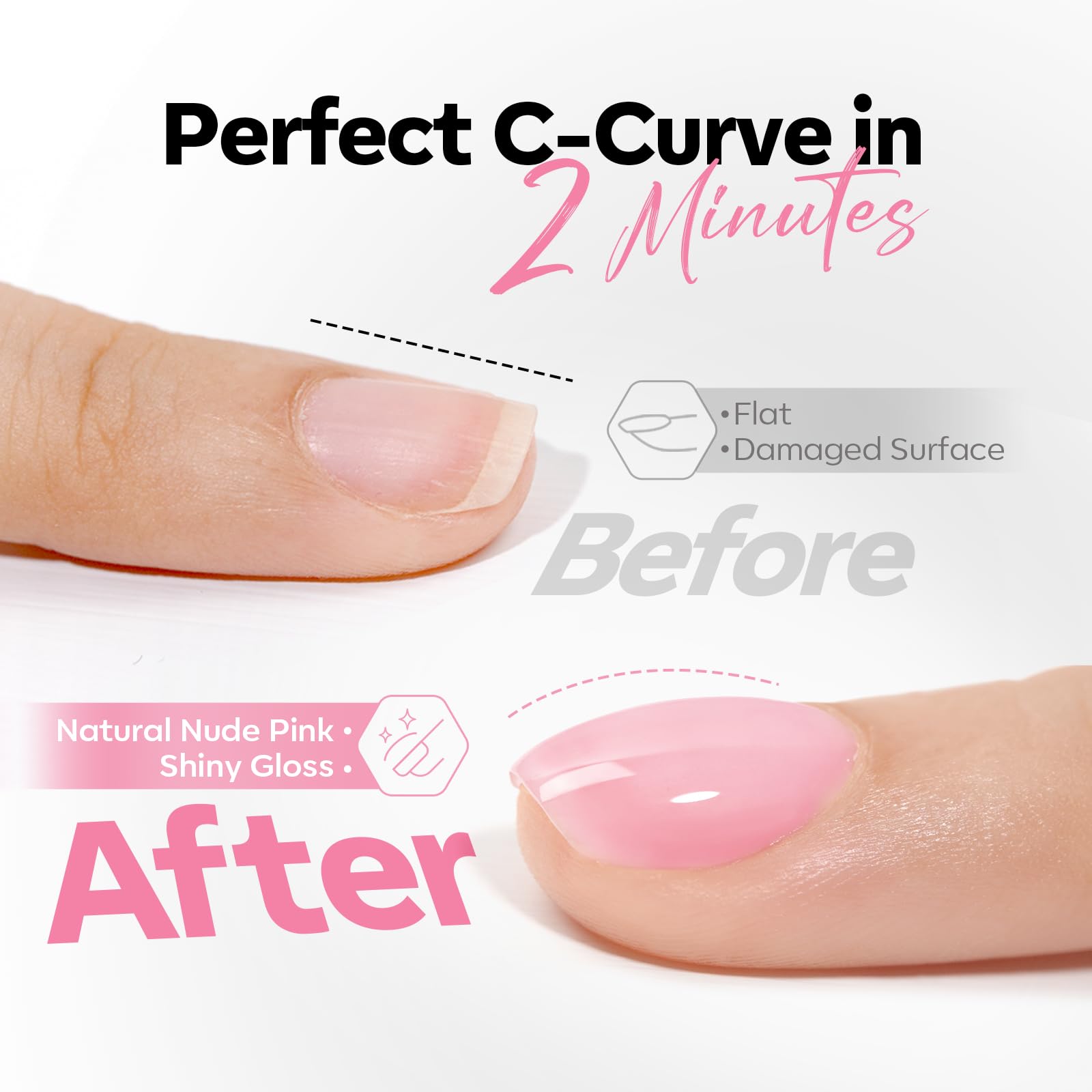 Modelones Builder Nail Gel pink self-leveling formula reduces clumps during application.