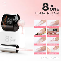 Modelones Builder Nail Gel rosa: botella para color y fortalecimiento.