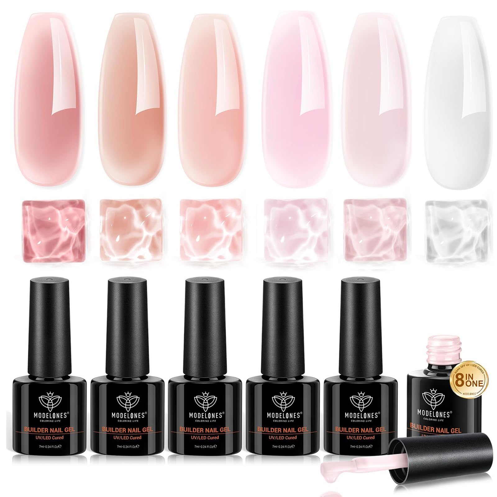 Modelones Builder Nail Gel Set: caja de presentación para uñas en casa